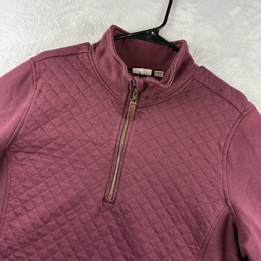 LL Bean Pullover Womens 2X Maroon Red Quilted 1/4 Zip Sweatshirt Mock Neck